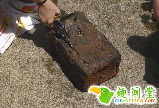 一家三口捡神秘铁箱:撬开吓一跳