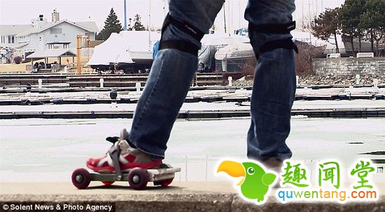 小伙发明单脚“滑板鞋”做代步工具，飞着去上班
