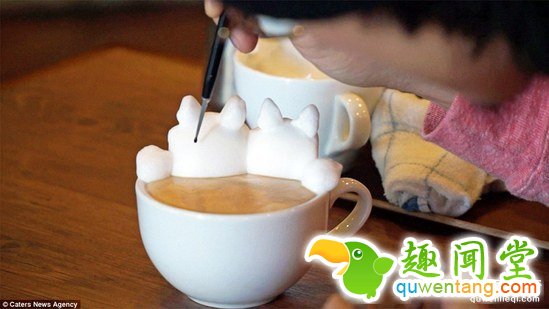 咖啡师创作3D拿铁,猫捉鱼那杯简直满满的脑洞~