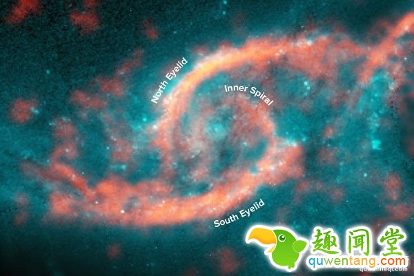 相撞星系构成太空巨眼,眼睑瞳孔清晰可见--趣味说